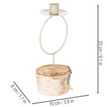 Itens Castiçal com base em madeira de bétula e anel de metal, 20 cm