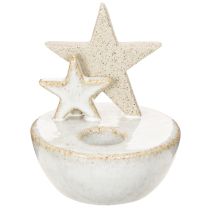 Itens Castiçais de cerâmica em formato de estrela, decoração natalina, 11 cm, 2 peças.