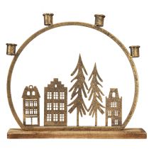 Itens Castiçal de Natal fileira de casas ouro antigo 36×32cm
