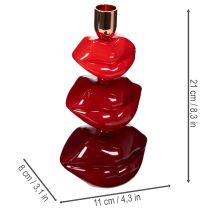 Itens Porta-velas em formato de lábios brilhantes, design moderno, 21 cm