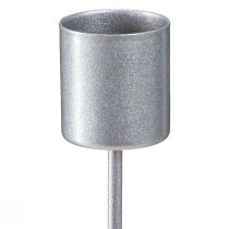 Itens Castiçal em bastão para conectar castiçal cinza prateado Ø2,5cm Alt.11cm 16 unid.