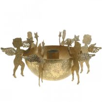 Castiçal decoração natalícia com anjos Dourado Ø18cm