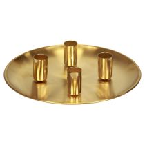 Itens Castiçal em bastão dourado Ø2,5cm placa de vela metal Ø23cm