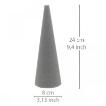 Cone de espuma floral OASIS® SEC cinza, espuma seca H24cm Ø8cm 6 peças