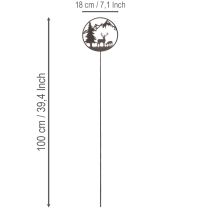 Itens Estaca decorativa, animais da floresta, veado e pinheiro, 100 cm