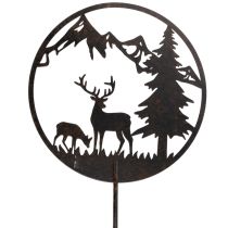 Itens Estaca decorativa, animais da floresta, veado e pinheiro, 100 cm