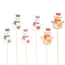 Itens Estacas de madeira em formato de boneco de neve para decoração de flores, Natal, 31 cm, 12 peças