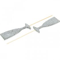 Itens Decoração de véspera de ano novo em vidro champanhe plugues de flores prateadas 9cm 18 peças