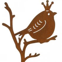 Pátina decoração de jardim plug pássaro de metal com coroa 6 peças