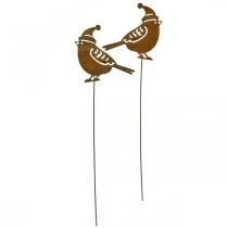 Itens Estaca de jardim pássaro com chapéu decoração pátina 12cm 6 un