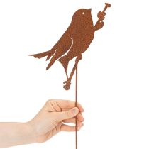 Itens Estaca decorativa para jardim de pássaros, em metal enferrujado, 52 cm