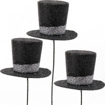 Véspera de Ano Novo chapéu cilindro deco plugue deco glitter 5cm 12uds