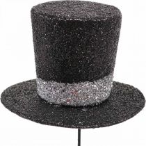 Chapéu de cilindro de decoração de véspera de ano novo plug deco glitter 5 cm 12 peças