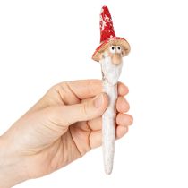 Itens Estatueta de anão para colar, com barba longa e chapéu de cogumelo, decoração, 17 cm, 2 peças