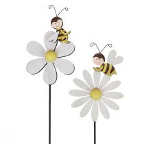 Decoração de primavera flor plug decoração de abelha 11 × 7,5 cm 6 unidades