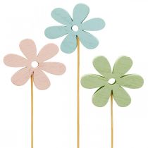 Plugue de flor plugue decorativo de madeira colorido flor 6,5cm 12uds