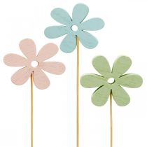 Itens Plugue de flor plugue decorativo de madeira colorido flor 6,5cm 12uds