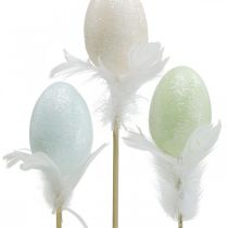 Itens Ovos de páscoa artificiais em uma vara pastel ovo decoração de páscoa H6cm 6pcs