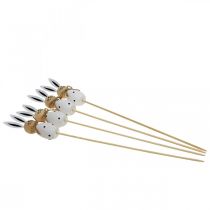 Itens Coelho de Páscoa de madeira com palitos de flores, preto/branco, H34cm, 4 peças