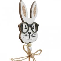 Flor plug bunny com óculos madeira glitter 4×7,5cm 12uds