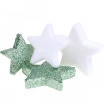 Itens Decoração dispersa de Natal estrelas espalhadas verde branco Ø4/5cm 40 unidades
