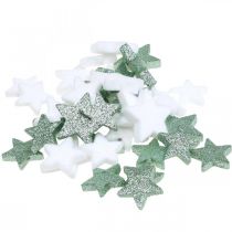 Itens Decoração dispersa de Natal estrelas espalhadas verde branco Ø4/5cm 40 un