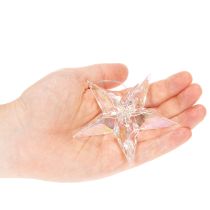 Itens Enfeites decorativos em forma de estrela, acrílico transparente iridescente, para árvore de Natal, 9 cm, 6 peças