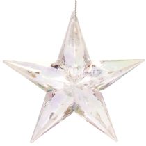 Itens Enfeites decorativos em forma de estrela, acrílico transparente iridescente, para árvore de Natal, 9 cm, 6 peças