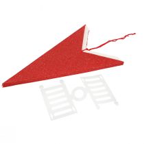 Itens Enfeite de parede em formato de estrela, feito de papel com cordão de juta.