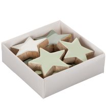 Itens Conjunto de estrelas de madeira para decoração de mesa e peitoril de janela, 5 cm, 9 peças