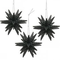 Itens Estrelas de decoração de natal para pendurar preto Ø7.5cm 8pcs