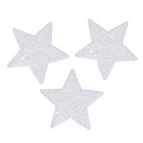 Estrelas brancas 6,5 cm com mica 36 unidades