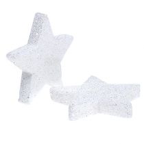 Estrelas brancas 6,5 cm com mica 36 unidades