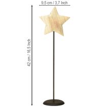 Itens Estrela feita de madeira, decoração de mesa em pé em forma de estrela de madeira natural H42cm