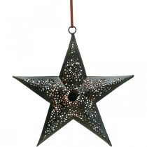 Cabide de Natal Estrela Metal Estrela Preto A19cm