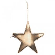 Itens Estrela de madeira para pendurar enfeites de árvore de Natal com chamas da natureza H15cm