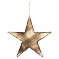 Itens Decorações para árvores de Natal estrela de madeira natureza, chamas H25cm