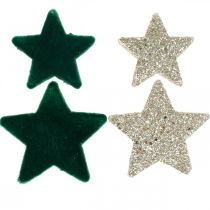 Itens Estrelas granuladas misturam verde e dourado Natal 4cm/5cm 40p