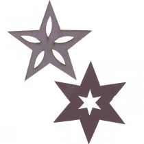 Itens Madeira Déco estrelas roxas poinsétias autoadesivas 4 cm mix 36 unidades