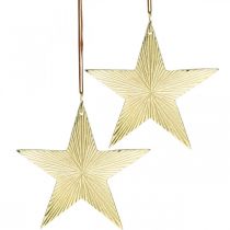 Itens Estrela dourada, decoração do advento, pingente decorativo para o Natal 12×13cm 2pcs