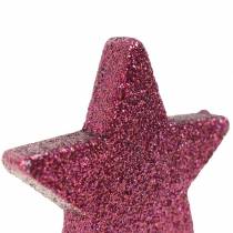 Itens Estrela cintilante espalhada 6,5 cm rosa 36 unidades