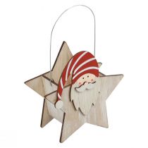 Estrela feita de madeira gnomo vermelho branco decoração de mesa 15,5×6×16,5cm