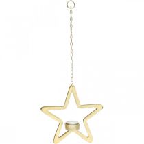 Itens Porta-velas decorativa estrela para pendurar metal dourado 20cm