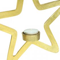 Itens Porta-velas estrela decorativa em metal para pendurar dourado 24cm