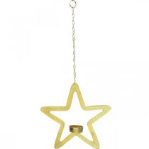 Itens Porta-velas estrela decorativa em metal para pendurar dourado 24cm