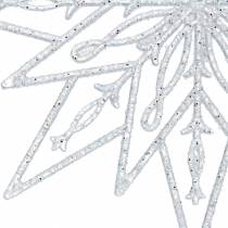 Estrela de gelo decorativa para pendurar transparente, brilho 24,5 cm 6 unidades