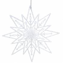 Estrela de gelo decorativa para pendurar transparente, brilho 24,5 cm 6 unidades
