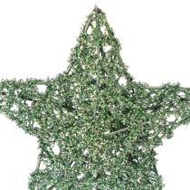 Itens Conjunto de estrelas decorativas de arame verde, dois tamanhos, 10 cm, 12 peças