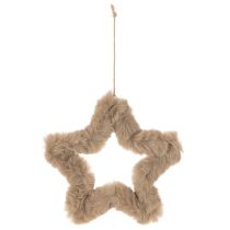 Itens Estrela decorativa para pendurar, feita de pele sintética, 21 cm, conjunto de 4 peças.