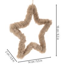 Itens Enfeite decorativo em forma de estrela, em pele sintética, para pendurar, 30 cm, conjunto de 3 peças.
